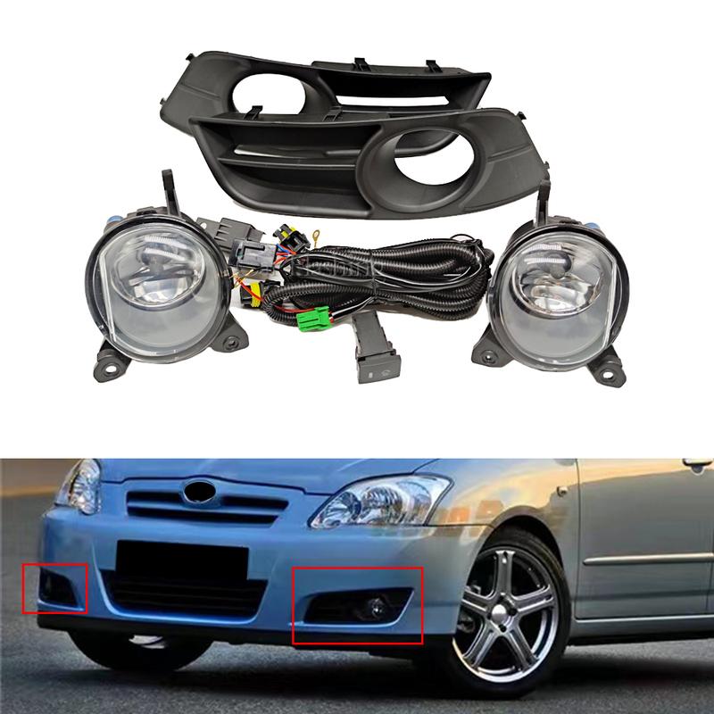 Светодиодные противотуманные фары для Toyota Corolla 2004 2005 2006, версия AN, жгут проводов, крышка, решетка, галоген
