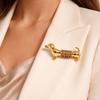 Luxury Cute Dog Brooch Retro Animal Lapel Pin Vintage Sausage Dog Brooch  Suit Accessories