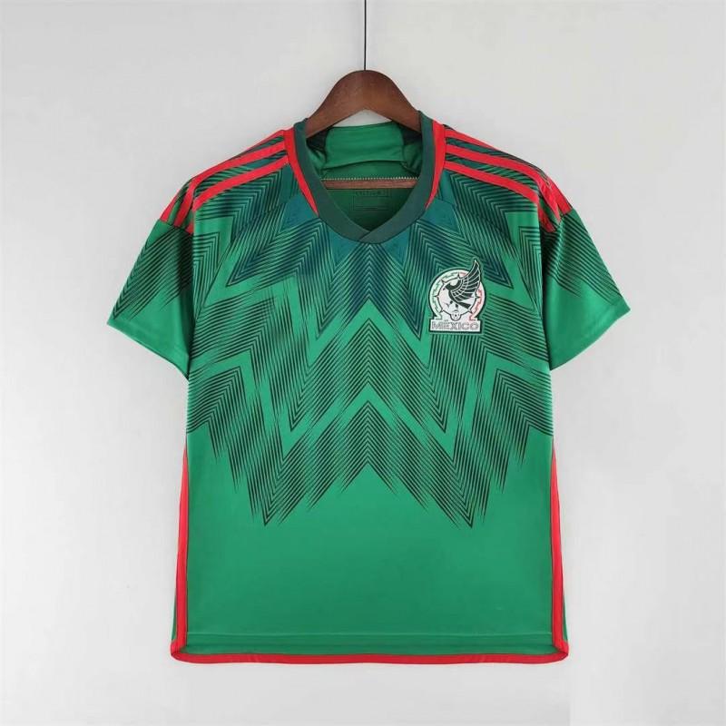 Men's Mexico National Team Soccer Jersey 14 Chicharito Home Short Sleeve Football Shirt Green Beige