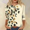 Women's Fashionable Casual Long Sleeve Floral Printed Collar Top 3d T-Shirts Women’s