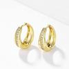 Huitan Trendy Women's Hoop Earrings with One Line Cubic Zirconia Simple Stylish Female Daily Wear Earrings Statement Jewelry Hot