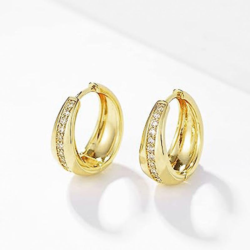 Huitan Trendy Women's Hoop Earrings with One Line Circonie Simple Style Female Daily Wear Earrings Statement Jewelry Hot