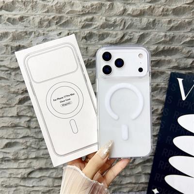 Оригинальный магнитный чехол для беспроводной зарядки MagSafe для iPhone 17 Air 16 15 14 13 12 11 Pro Max 17 Plus Mini с прозрачной задней крышкой