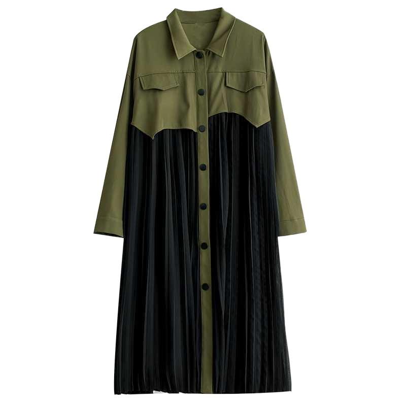 Нишевое платье с длинным рукавом, свободного кроя, пэчворк, плиссированное