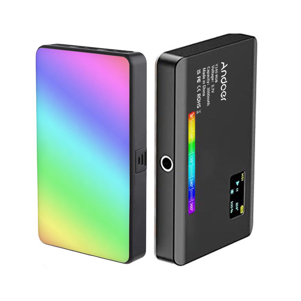 Andoer Комплект светодиодной видеолампы Y140 RGB Карманное освещение для видеоконференций CRI95+ 2500K-9000K с регулируемой яркостью 26