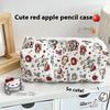 Милый пенал Hello Kitty в виде красного яблока, большая вместимость, портативная сумка для хранения, девчачий клатч на молнии для канцелярских принадлежностей, сладкая косметичка, подарки