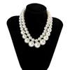Luxury Elegant Imitation Pearl Necklace Double Layered Beaded Clavicle Chain  Wedding Jewelry
