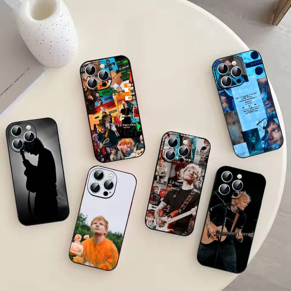 Чехол для телефона с изображением Эда Ширана для iPhone 17,16,15,14,13,12,11 Plus,Pro Max,XS,Мягкий черный чехол