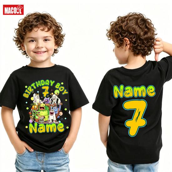 Custom Birthday Boy Shirt Monster Personalized Tshirt Kids Birthday Party Photography Outfit Girls 5th 6th 7th 4 5 6 8 7 Years