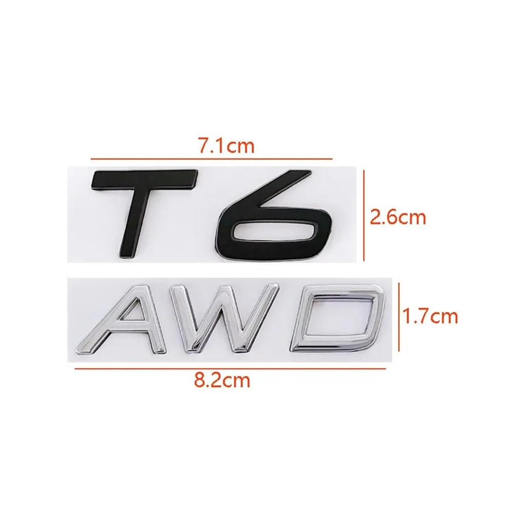 ALMVIS 3D Metal T5 T6 AWD Logo Rear Trunk Tailgate Badge Emblem Sticker Volvo