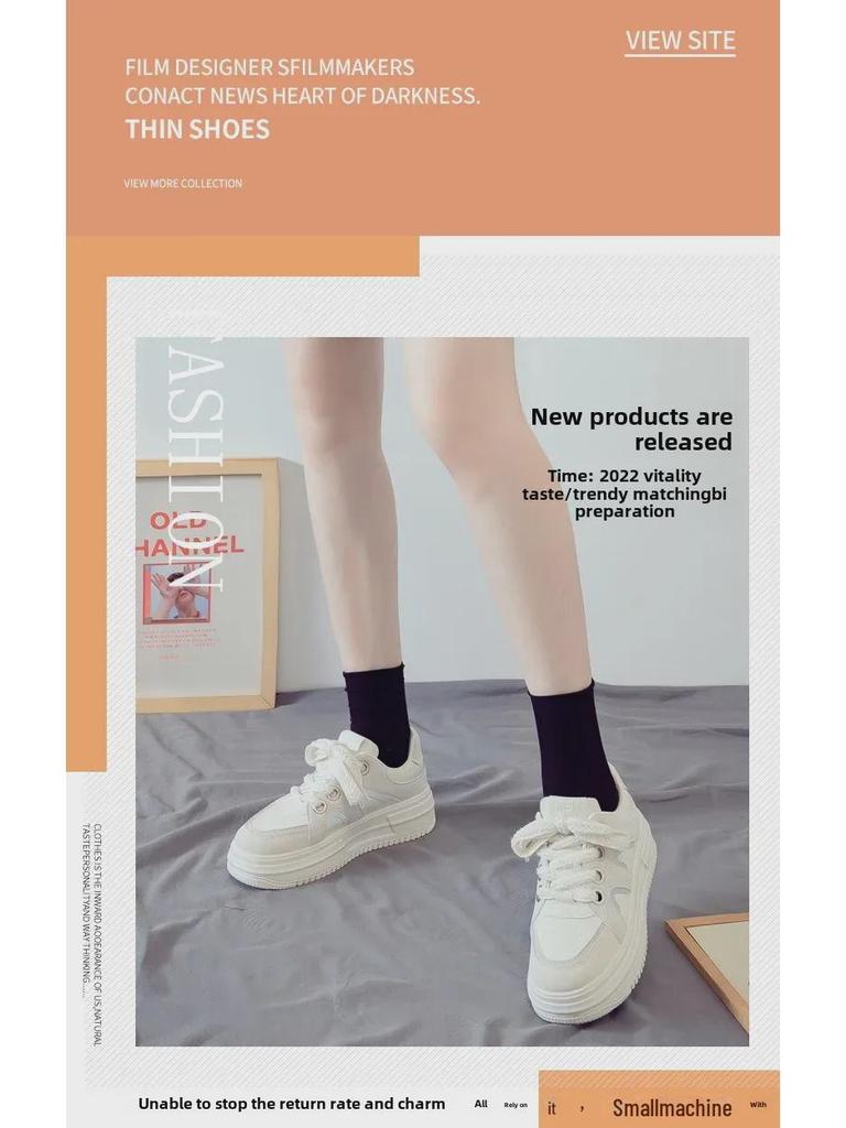 Весенние женские белые туфли Dad Shoes на толстой подошве 2025 года — дышащие, увеличивающие рост, универсальные кроссовки для весны и осени