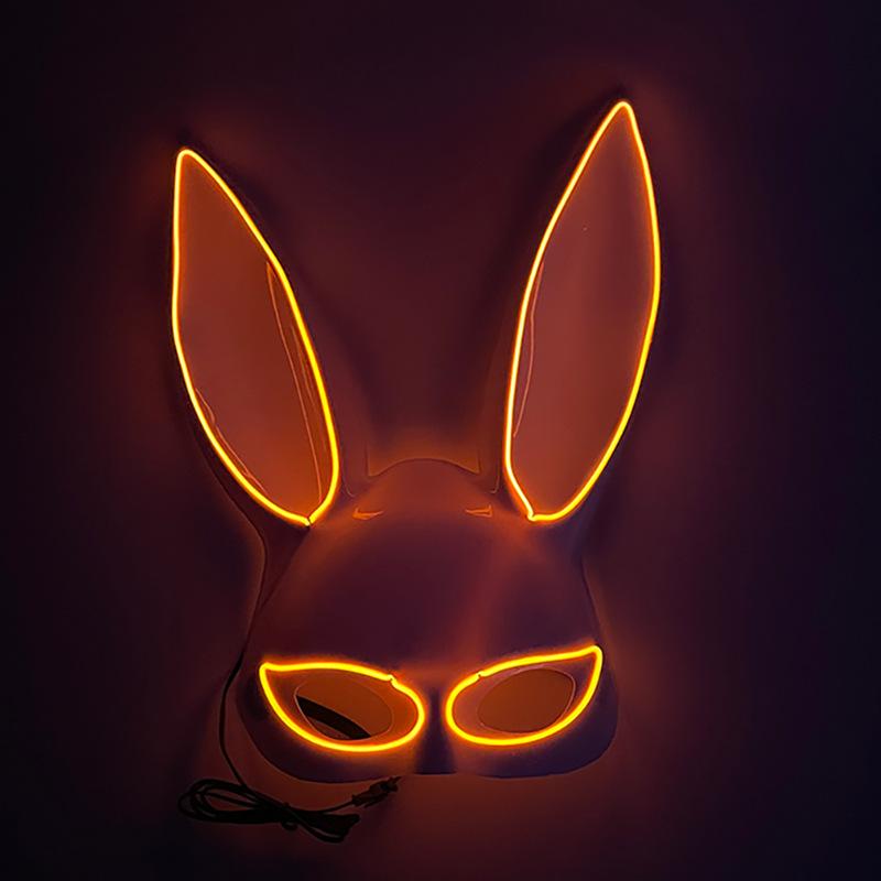 LED Light Up Bunny Rabbit Mask – Half Face Glowing Masquerade Mask for Halloween, Rave, Club & Party