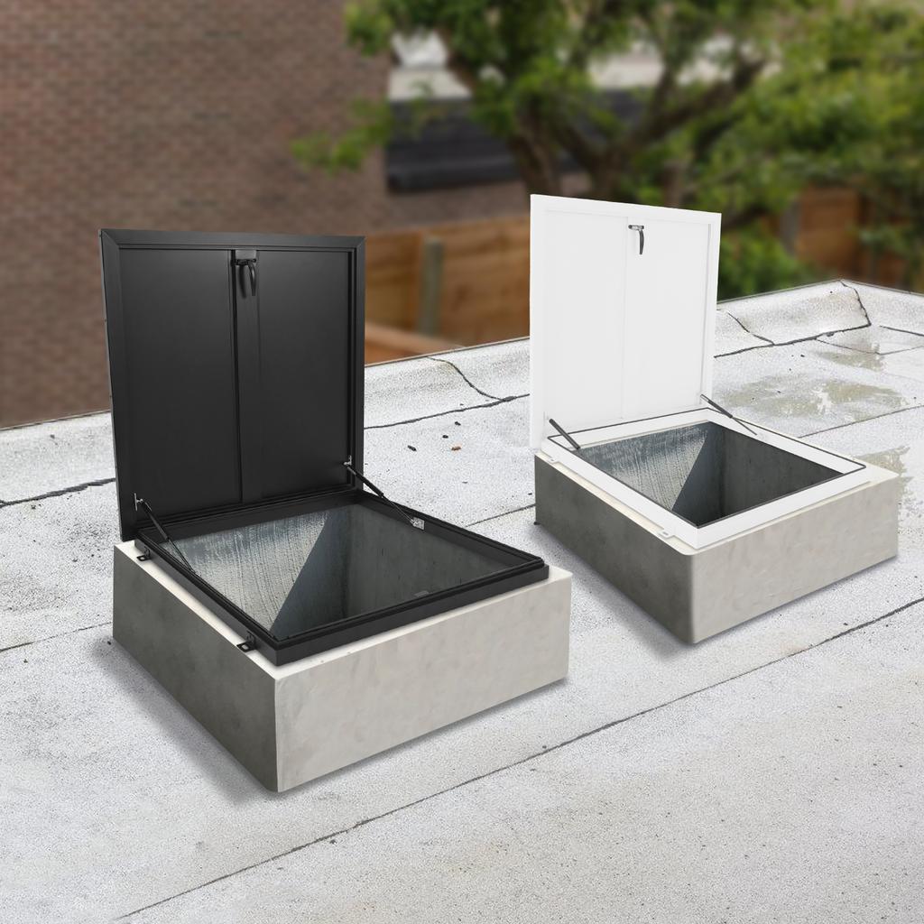 23,6*23,6 дюйма/31,5*31,5 дюйма Люк на крыше из алюминиевого сплава, Черный/Белый Квадратный Люк для выхода на крышу для жилого здания