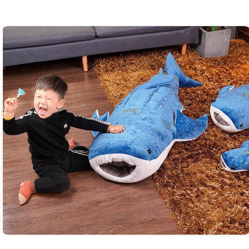 Большая плюшевая игрушка Синий кит Супермягкое чучело животного для детей Мультяшная подушка в виде акулы-кита