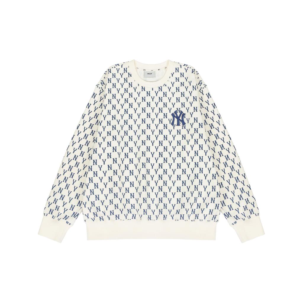 MLB Monogram Sweatshirts Unisex Cream Crew Neck Moderate Other (Unisex) Sweatshirts 3AMTM0221 50CRS