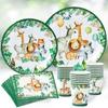 Jungle Animal Supplies Tableware Happy Birthday Party Decorations Kids Boy Jungle Safari Theme Party Decor Green Forest Woodland