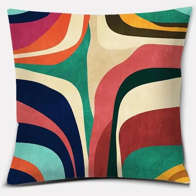 Colorful Abstract Series Double-Sided Printed Pillow Cover Short Plush Suitable Living Rooms Bedrooms Sofas Throw Cushion Cover