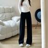 Осень и Зима Эластичный Шнурок Плюс Бархат Широкие Прямые Спортивные и Повседневные Брюки Уличные Женские