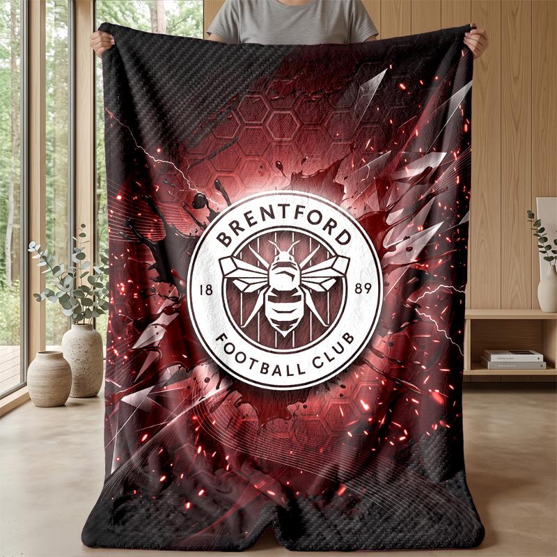 Brentford Football Print Flannel Blanket, Soft Warm Lightweight Throw Blanket for Sofa Bed Camping