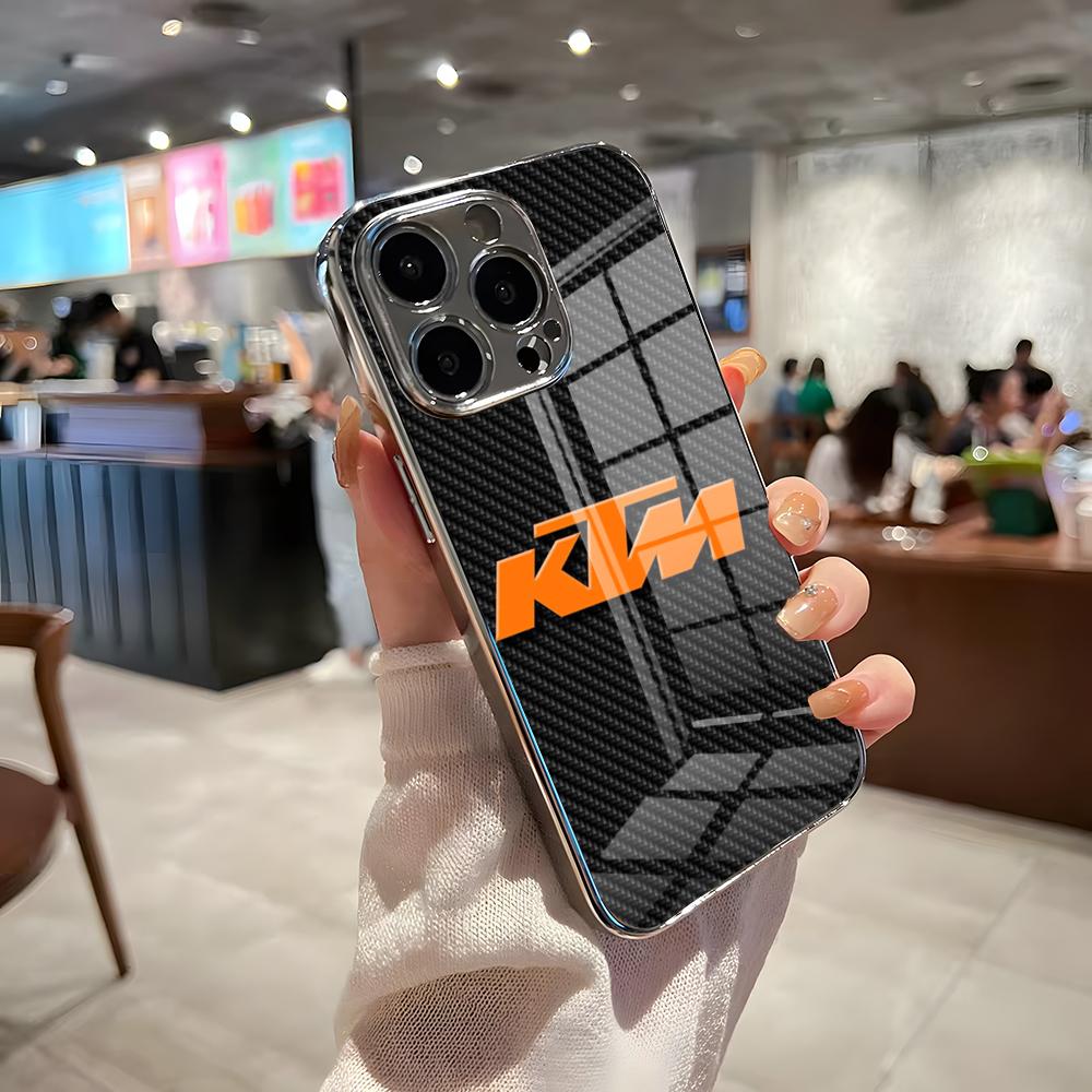 Чехол для телефона K-KTMES для гонок на мотоциклах для iPhone 17 Pro Max 15 Pro 16 14 Plus 12 13 Mini 11 Pro Ударопрочный Гальванизированное Стекло Co