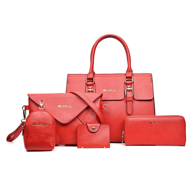 Women Fashion 5Pcs Handbag Set PU Leather Shoulder Bag Crossbody Bag Purse Set