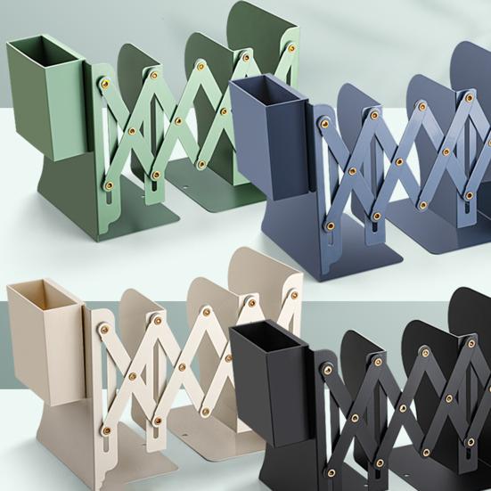 Metal Bookend Retractable Desktop Book Stand Space-saving Book Organizer Holder for Home School Office