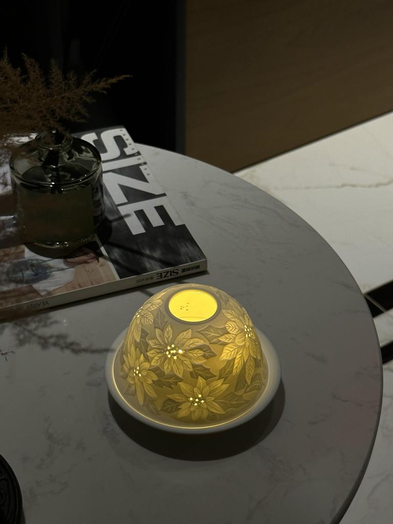 Nordic Light Tea Light Подсвечник Абажур с подносом из костяного фарфора Рождественский праздничный подарок Фарфоровый Tealight купол