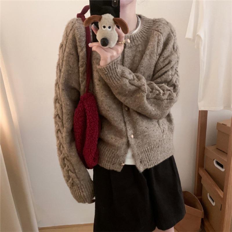 Осень и зима новый ретро твист мягкий восковой свитер куртка женский нежный ветер цветок нить вязаный кардиган топ