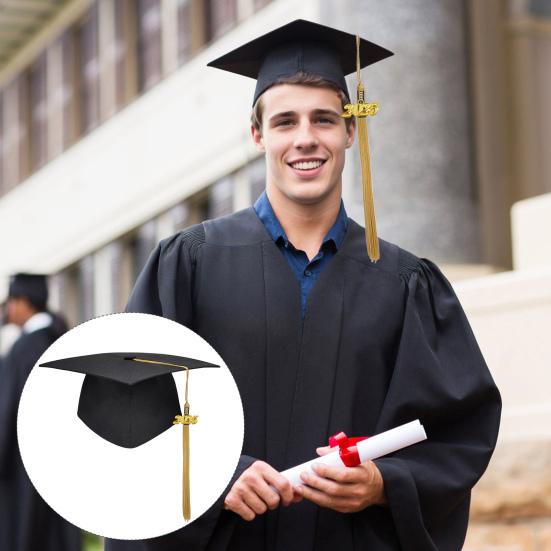 Кепка для выпускников для взрослых, кепка бакалавра, регулируемый размер, эластичный ремешок, плоский верх, эластичный ремешок, кепка с кисточками, штамп 2025 г.