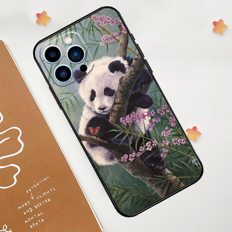 Чехол для телефона с изображением панды, милого медведя, для iPhone 17 Pro Max 11 14 15 16 Pro Max 12 13 mini 16 Plus 16e 17 Air Funda