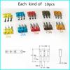 50Pcs 3-Pin Blade Fuse Assorted Set 5A 7.5A 10A 15A 20A For Auto Car Truck Boat