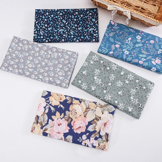 5Pcs/Set Patchwork Cloth Fadeless Abrasion-resistant Breathable Cuttable Washable Floral Printed Twill Needlework Cloth for Sewing Shop