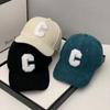 2024 Men's Autumn/Winter Corduroy Patchwork Baseball Cap with C Logo, Korean Style