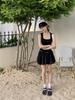 2026 Spring/Summer Women's High Waist Fluffy Short Skirt Patchwork Knit Vest Dress