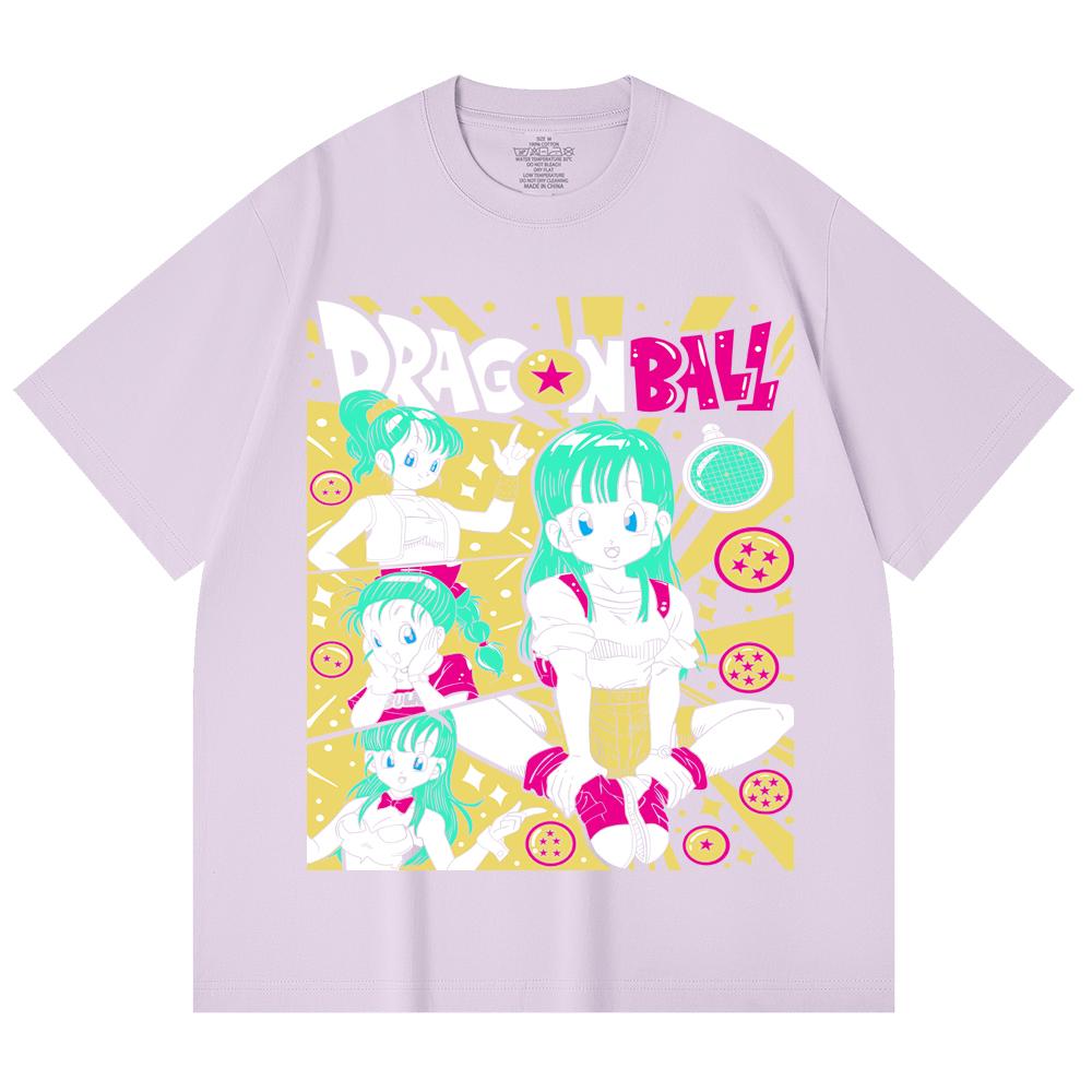 230 Gsm 100% Cotton Dragon Ball V65 Bulma Print Unisex Heavy Cotton T Shirt