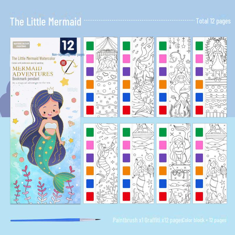 Portable Watercolor Graffiti Coloring Book for Kids: Kindergarten Painting Book with Dip-in-water Pictures