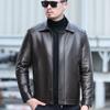 Winter New Middle-aged Men's Fur Integrated Genuine Leather Jacket Men's Velvet Thickened Lapel Leather Jacket Men's Coat