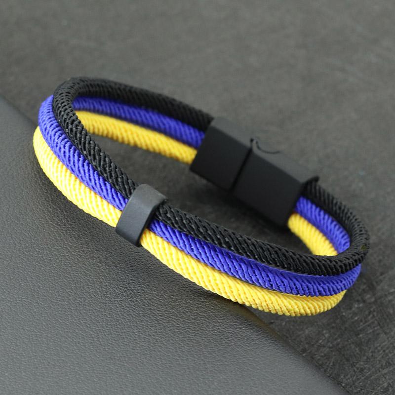 Noter New Novel Flag Color Bracelet For Men 4mm Nylon Cord Chain Braclet Openable Magnet Buckle Spanish Ukrainian Symbol Braslet