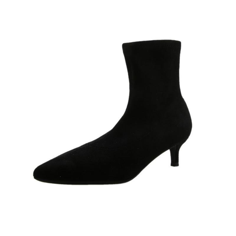 Модные замшевые женские ботильоны с острым носком на высоком каблуке, сексуальные туфли для женщин, тренд 2024 года, вечерние ботинки челси, новые зимние туфли-лодочки Mujer Botas