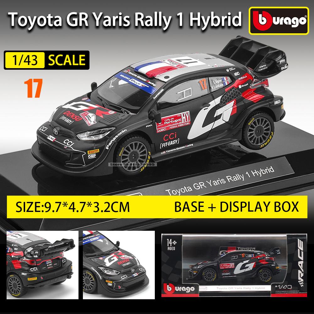 Bburago 1:43 Toyota GR Yaris Rally1 Hybrid Rovanpera #69 Ogier #17 Alloy Luxury Vehicle Diecast Pull Back Cars Model Toy