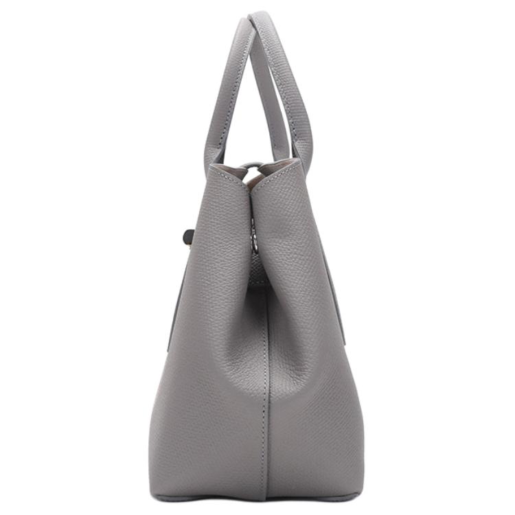 Longchamp Le Roseau 30 Однотонная Бамбуковая Пряжка Кожаная Сумка-Кроссбоди Тоут Средняя Женская Сумка Цвет Голубиный Серый 10058HPNP55