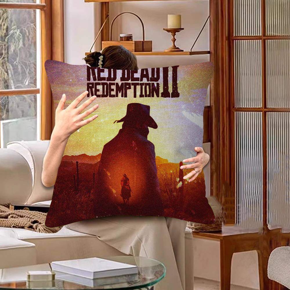 Игровые ТВ-Подушки Red-Dead-Redemption 2 Мультяшные Декоративные для Дивана Дома Двусторонние Короткий Плюш Милые Наволочки