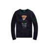 Polo Bear Letter Embroidered Crewneck Sweater Women Sweater Navy-Blue 211764622-001