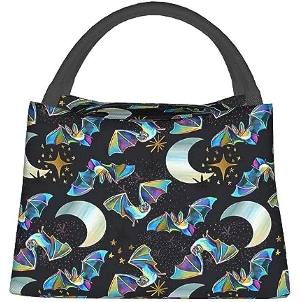 Goth Gothic Bats Lunch Box for Women Men Portable Lunch Bag Tote Bag Reusable Snack Bag for Work Picnic Camping One Size
