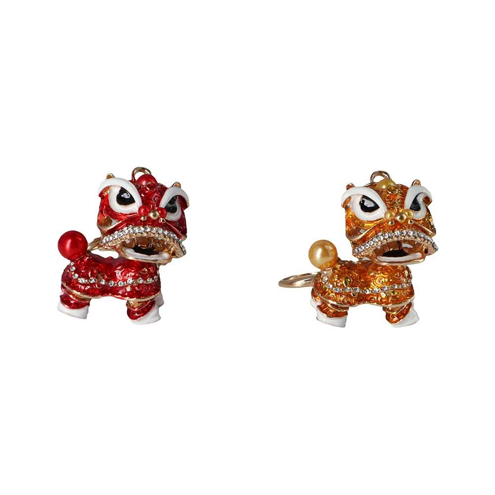 Key Holder Metal Car Key Chain Rotated Dance Lion Keychain Crystal Dance Keyring Purse Pendant