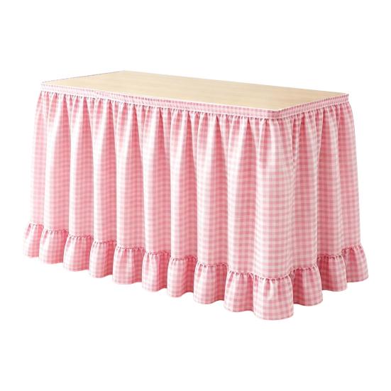 Conference Room Table Decoration 6Ft Gingham Skirt with Ruffled Edge, Checkered Teacher Desk Skirt, Detachable Hook And Loop Wrap for Classroom Desk,