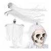 Dekoracja ozdoba halloween zjawa upiór duch szkielet wiszący biały 75 cm