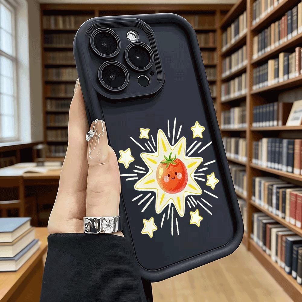 Cute Tomato Cartoon Character Luxury Anti-Slip Phone Case For Xiaomi Redmi Note 15 14 13 12 11 10 9 Pro Full Protective Cover