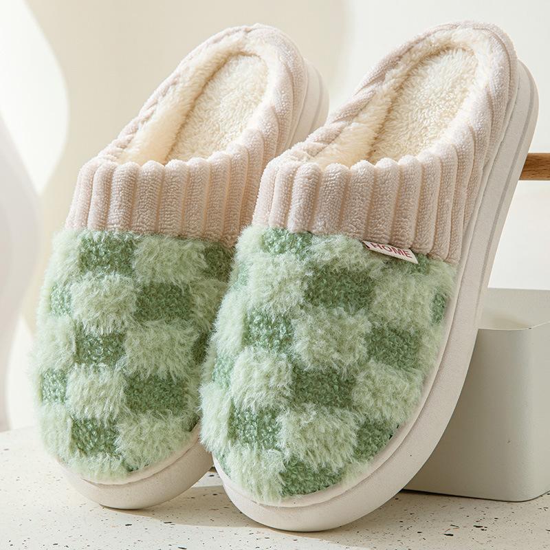 High-quality Autumn and Winter Cotton Slippers Women's Indoor Home Non-slip Thick Bottom Couple Bedroom Wear Plush Cotton Drag Men