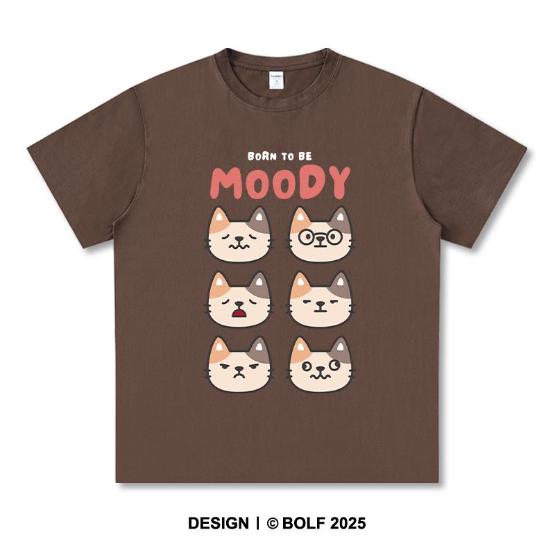 Женская футболка с принтом Born To Be Moody, 100% хлопок, свободные футболки с саркастическим принтом для мужчин, летние топы, уличная одежда в стиле эмо